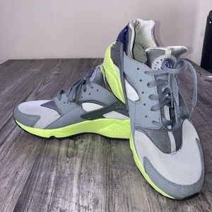 Nike Air Huarache  318429-004 Men's Size Size 13 Running Shoes Gray Neon Blue